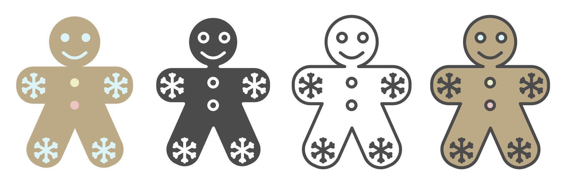 Christmas tradition. Gingerbread icon in different styles. Christmas cookies icon. vector