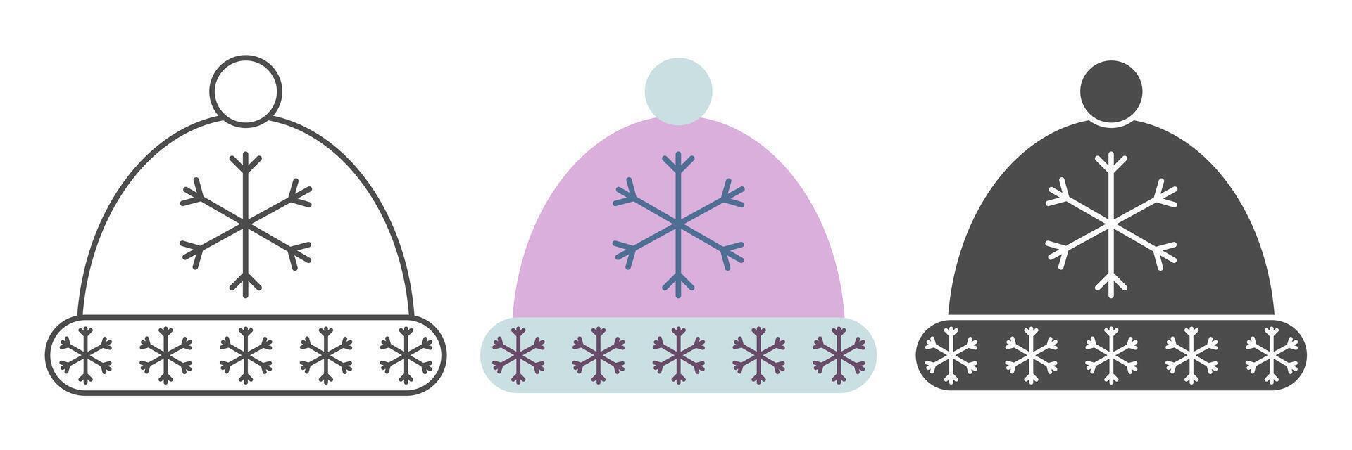 Winter hat design. A warm hat. New Year attributes. Festive item. vector