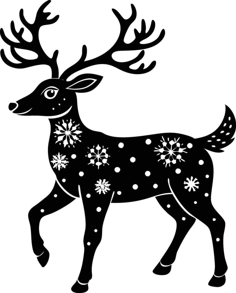 festive reindeer cute silhouette . vector
