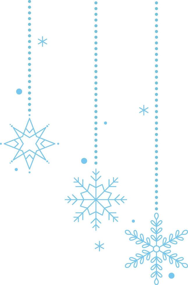 Hanging Christmas snowflakes creating festive winter atmosphere vector