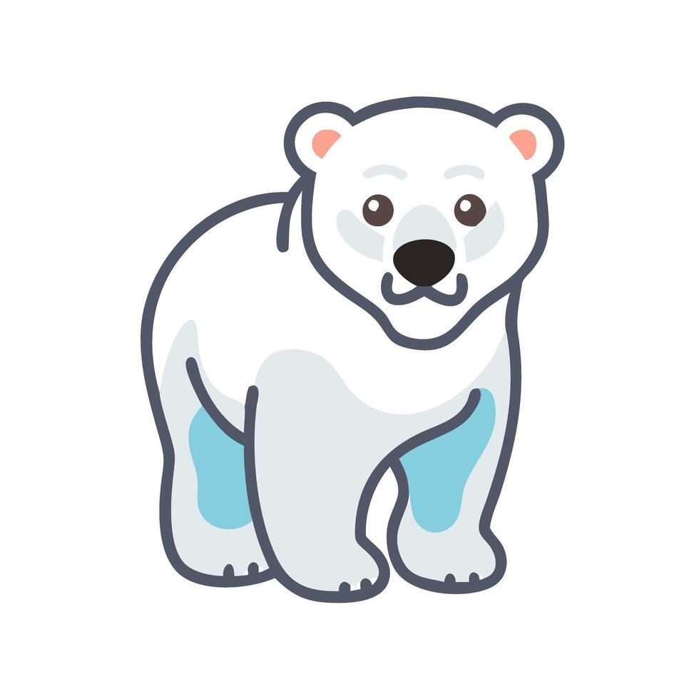 Standing Polar Bear Icon in Minimalist Style vector