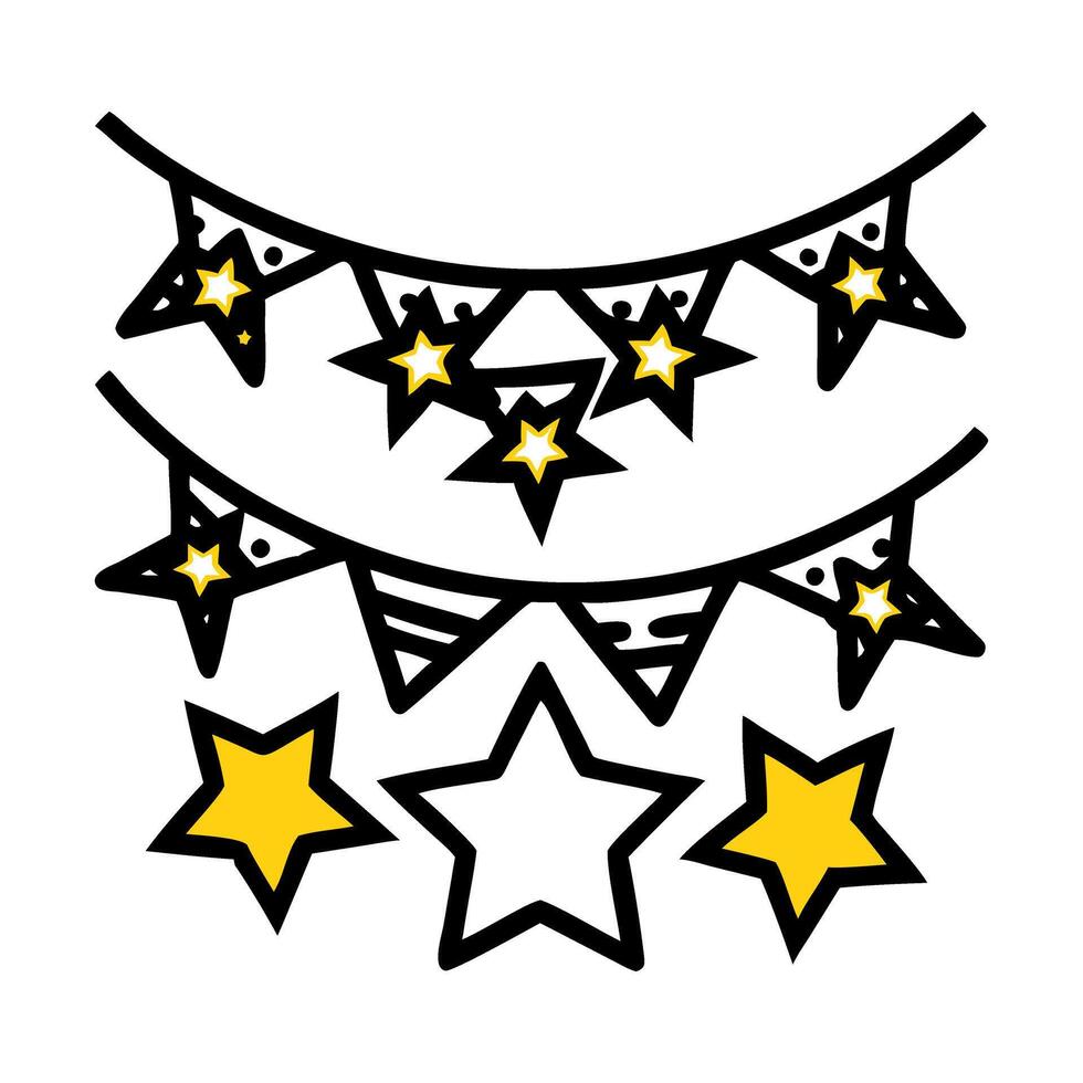 Star Garland Doodle Art Icon vector