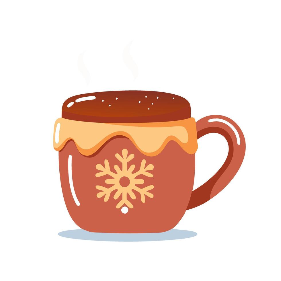 Cozy Hot Cocoa Mug Icon with Snowflake vector