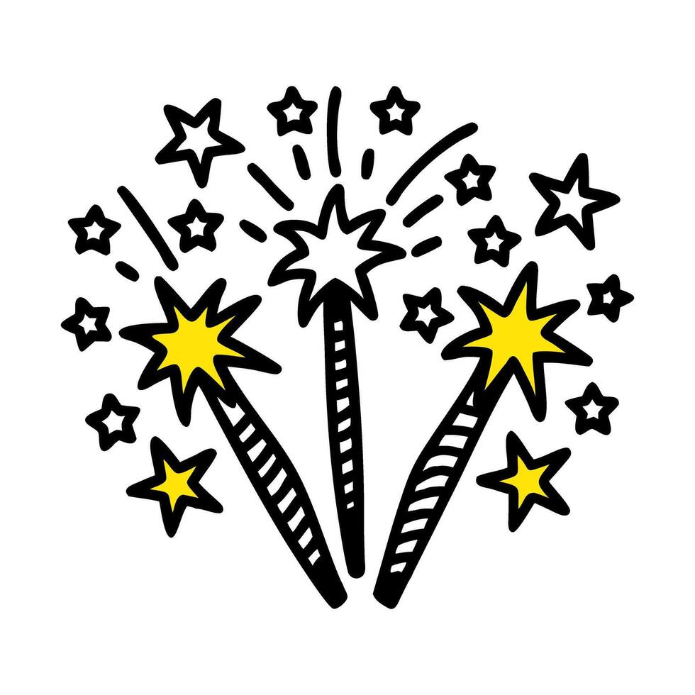 Sparkling Sparklers Doodle Art Icon vector