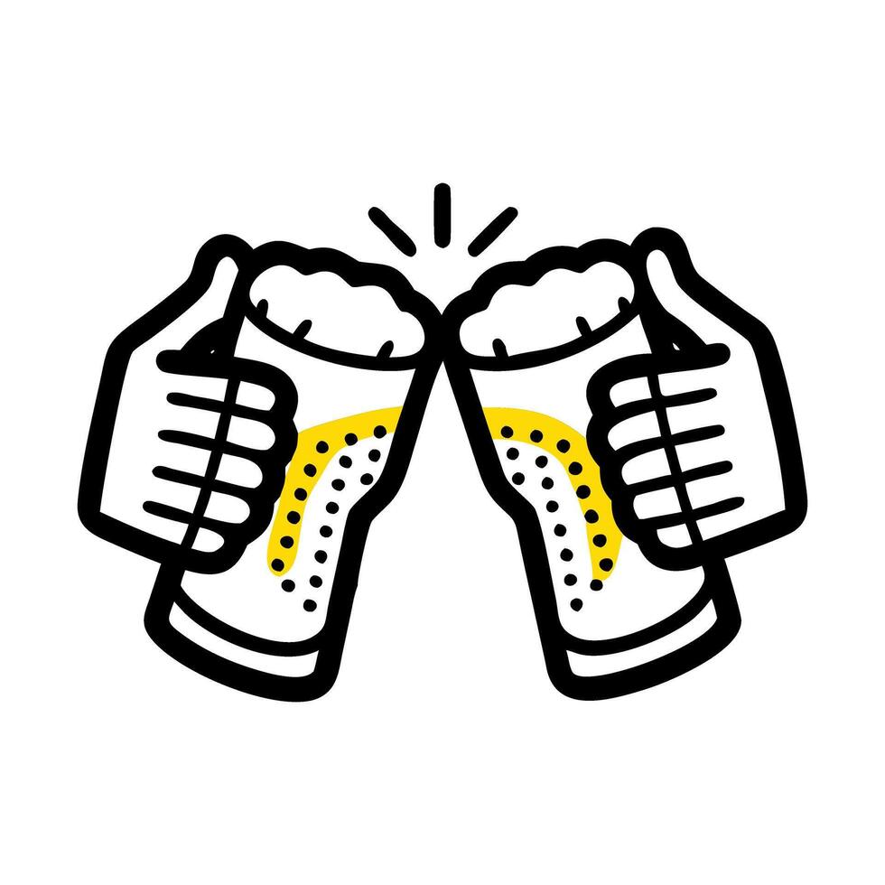 Toasting Glasses Doodle Art Icon vector