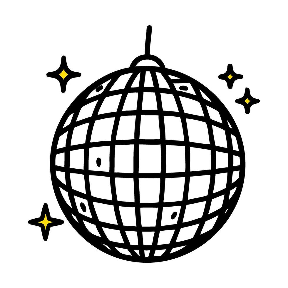 Disco Ball Party Doodle Art Icon vector