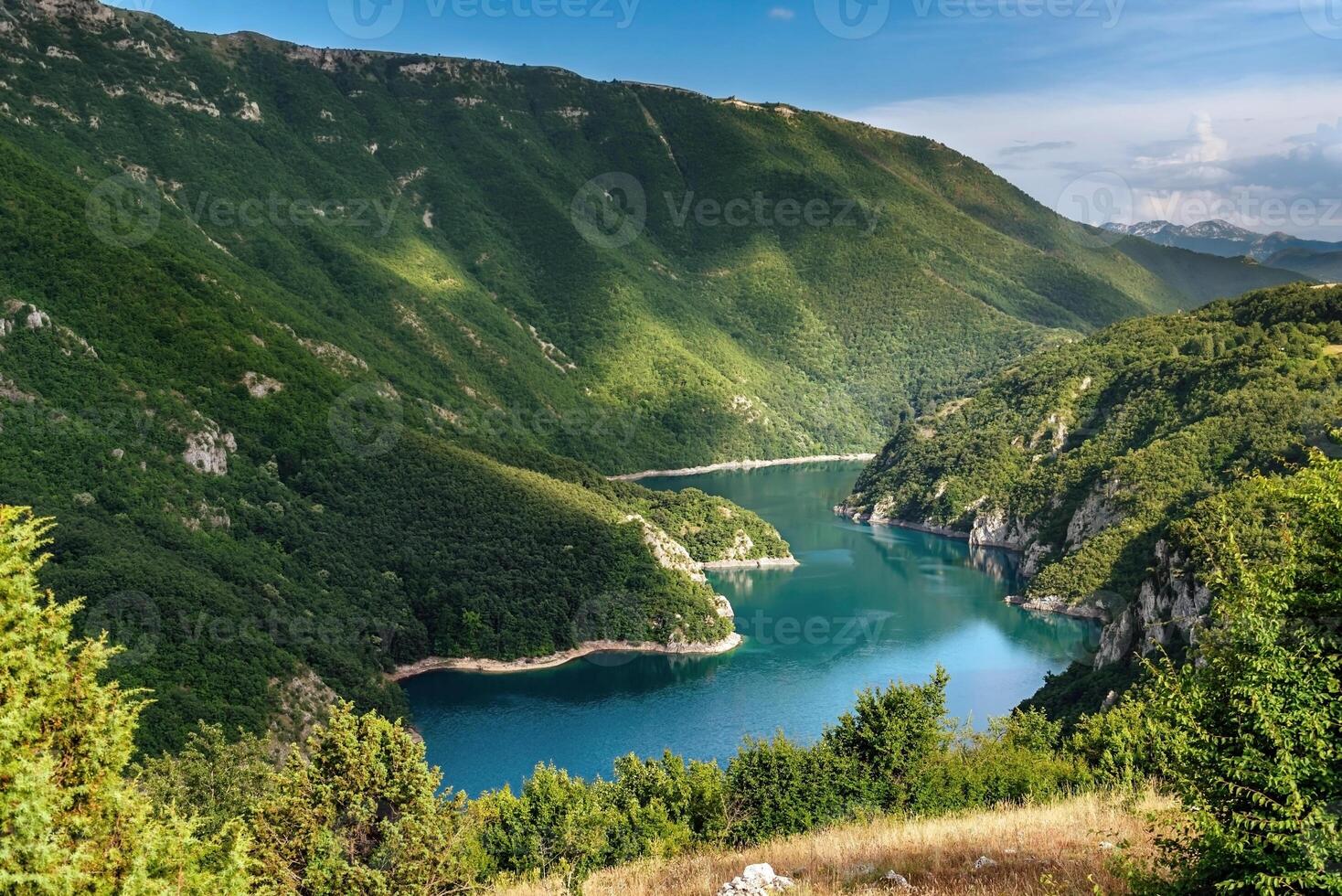 Landscape of Piva River Canyon and Piva Lake photo