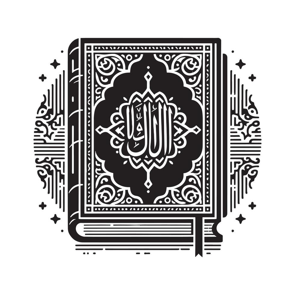 The quran is a book with an ornate design vector