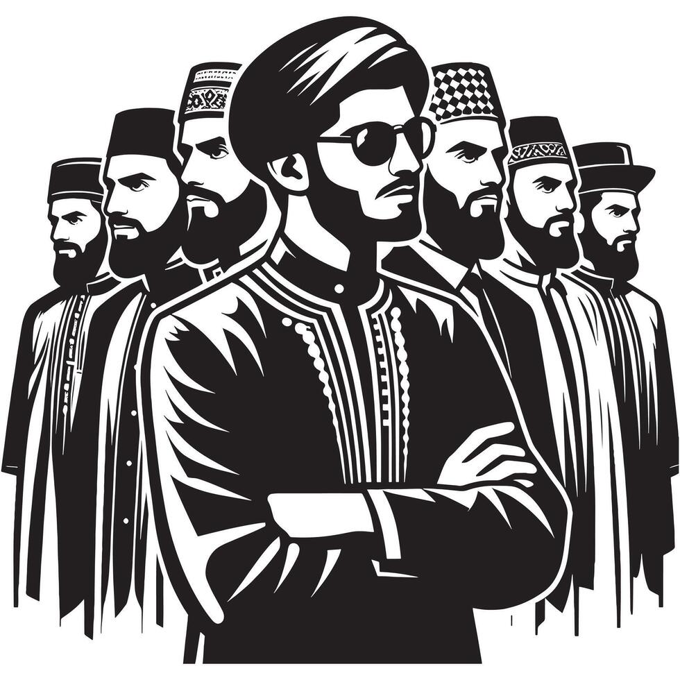 Muslim men in traditional clothing vector