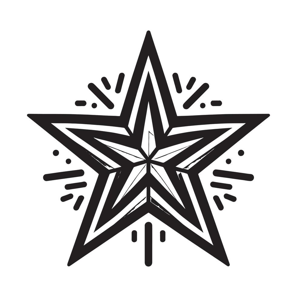 A black and white drawing of a star vector
