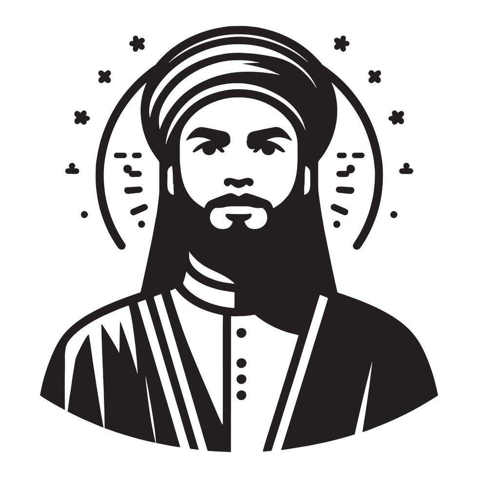 The icon of a man with a beard and turban vector