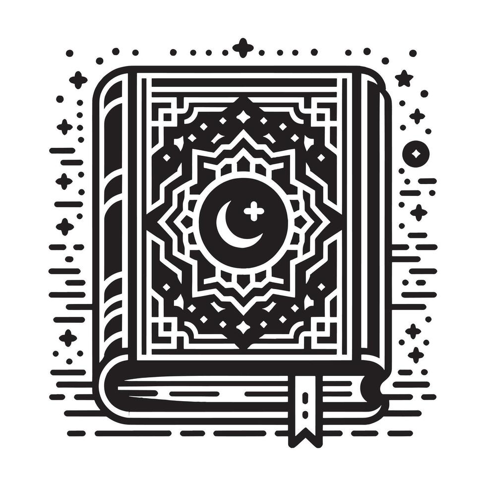 Islamic book with crescent and stars vector