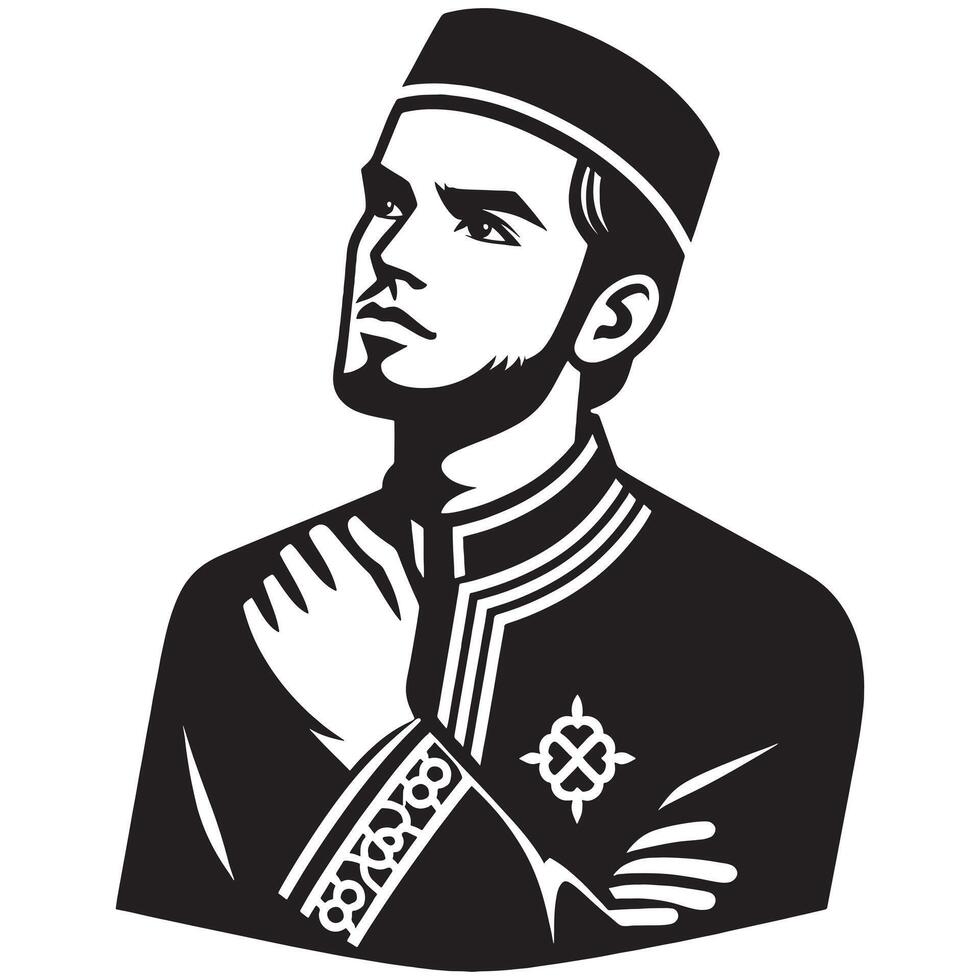 Muslim man in traditional clothing vector