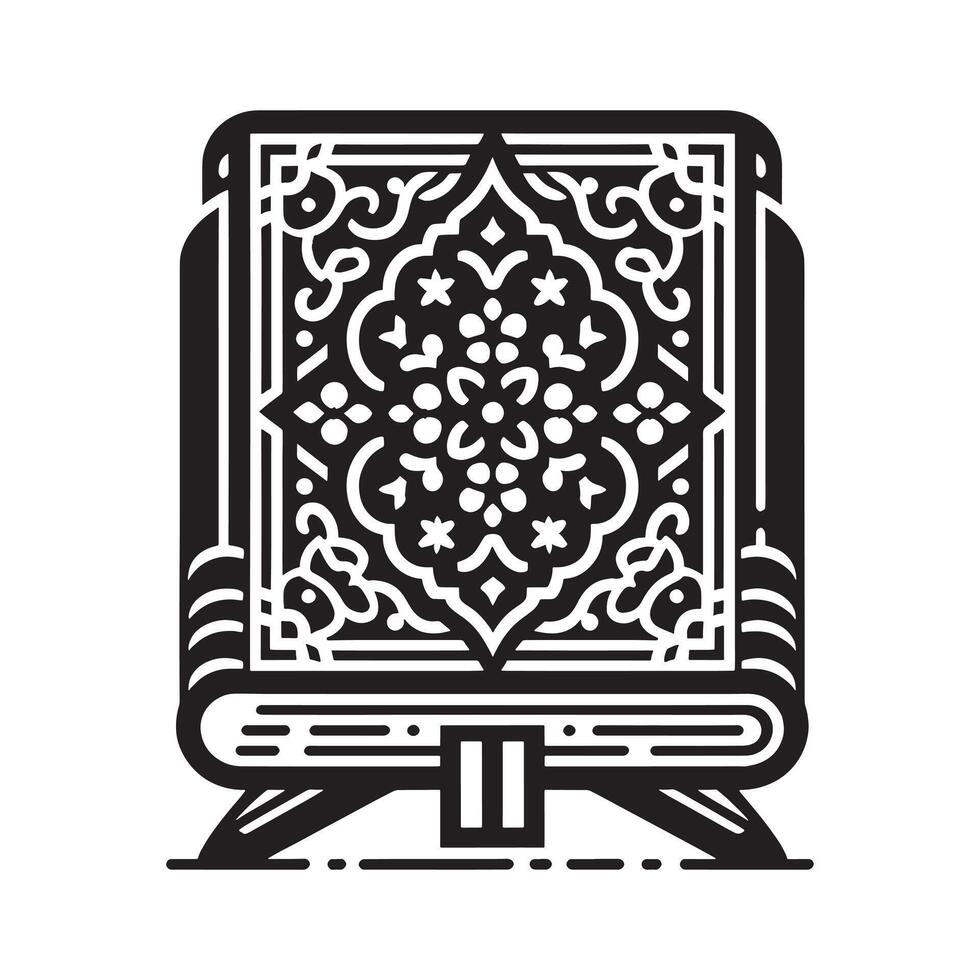 The quran is a book with a black and white design vector