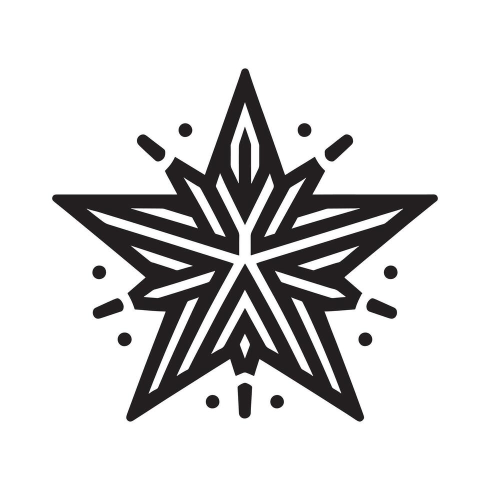 A black and white star with a star pattern vector