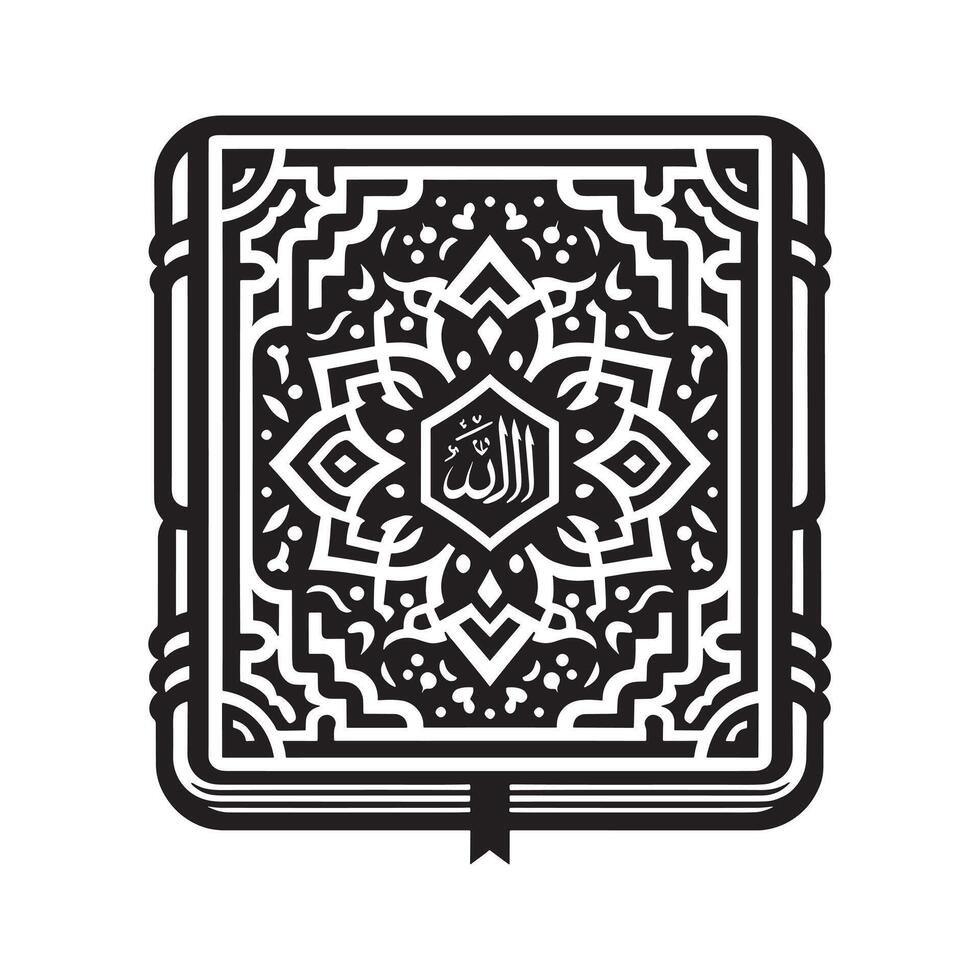 Islamic calligraphy, the quran, in a black and white design vector