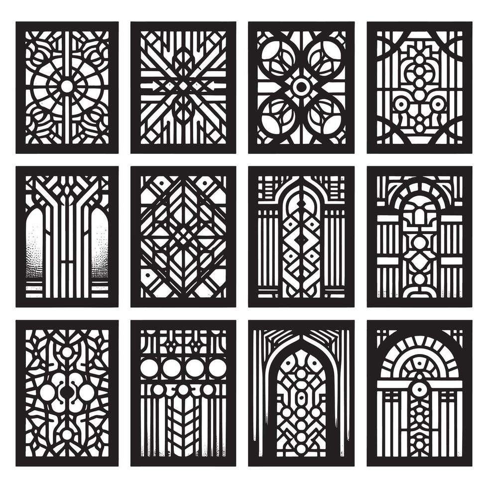 A set of decorative laser cut panels vector