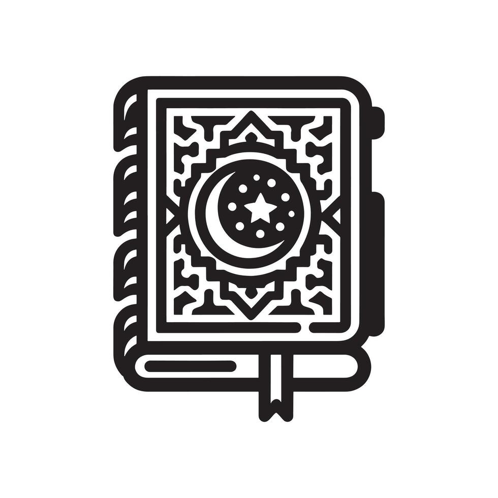The quran is a book with a crescent and star on it vector