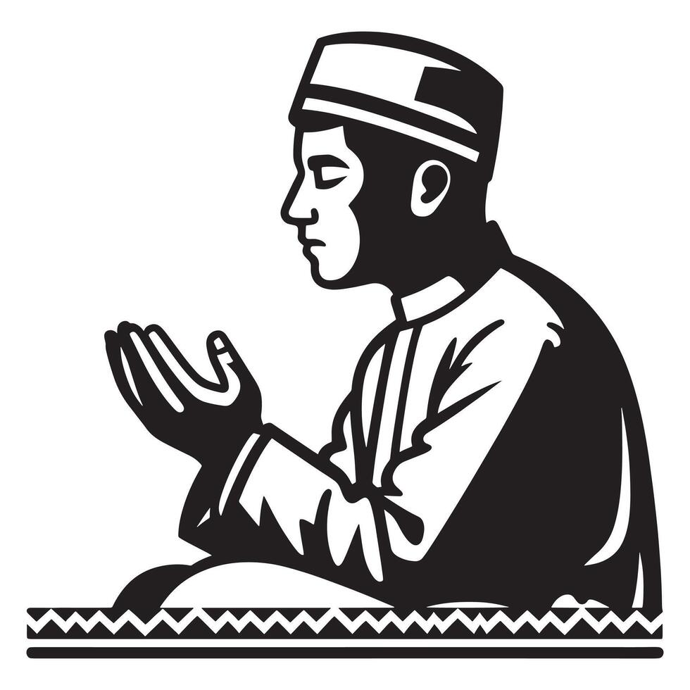 An illustration of a muslim man praying vector