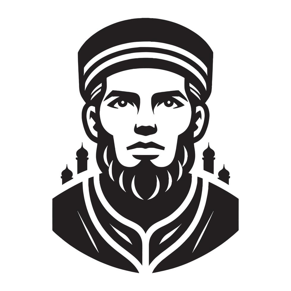 The muslim man with a beard and a turban vector