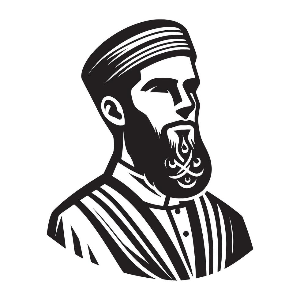 The muslim man with a beard and turban vector