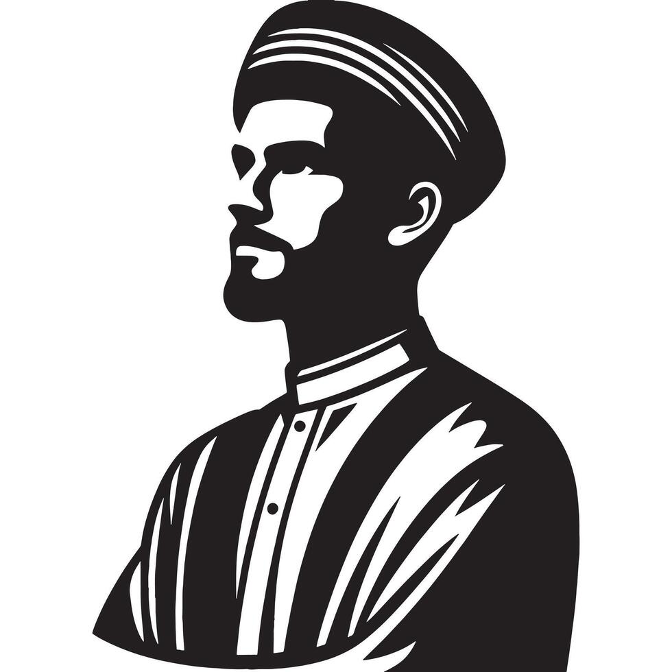 The silhouette of a man in a hat vector