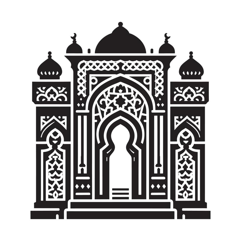 An illustration of a mosque with a doorway vector