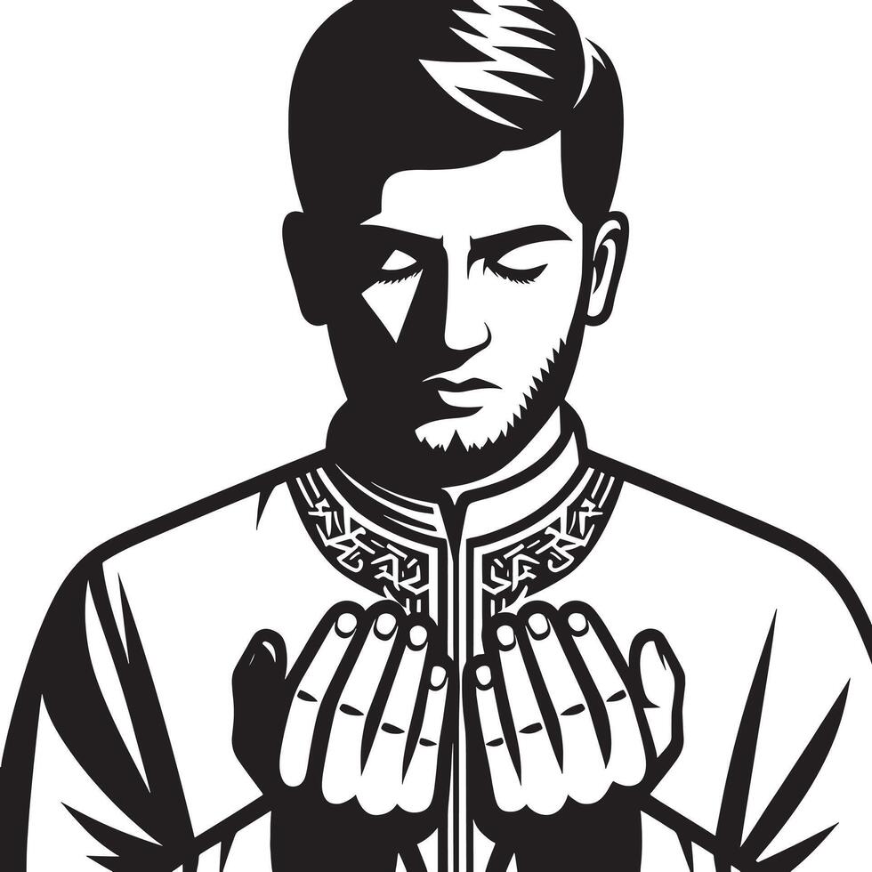 A man in a traditional outfit is praying vector