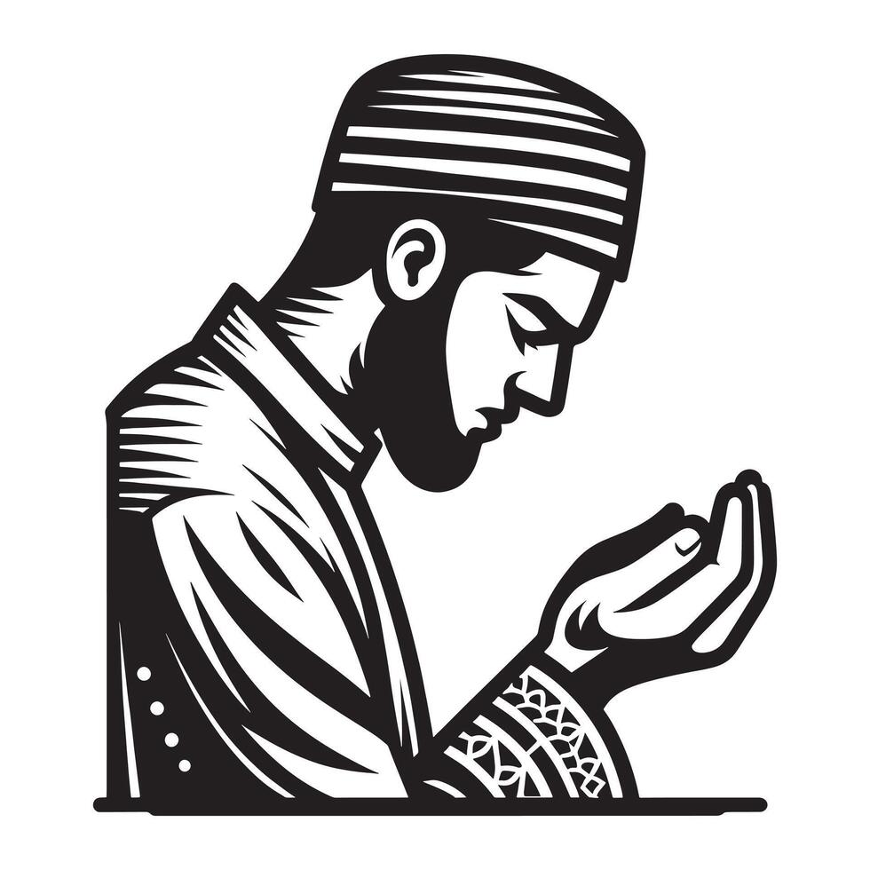 Islamic man praying, illustration vector