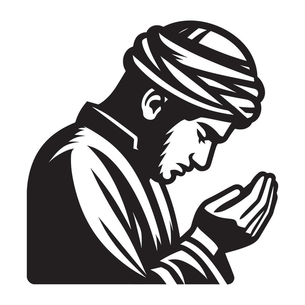An arab man praying in a turban vector