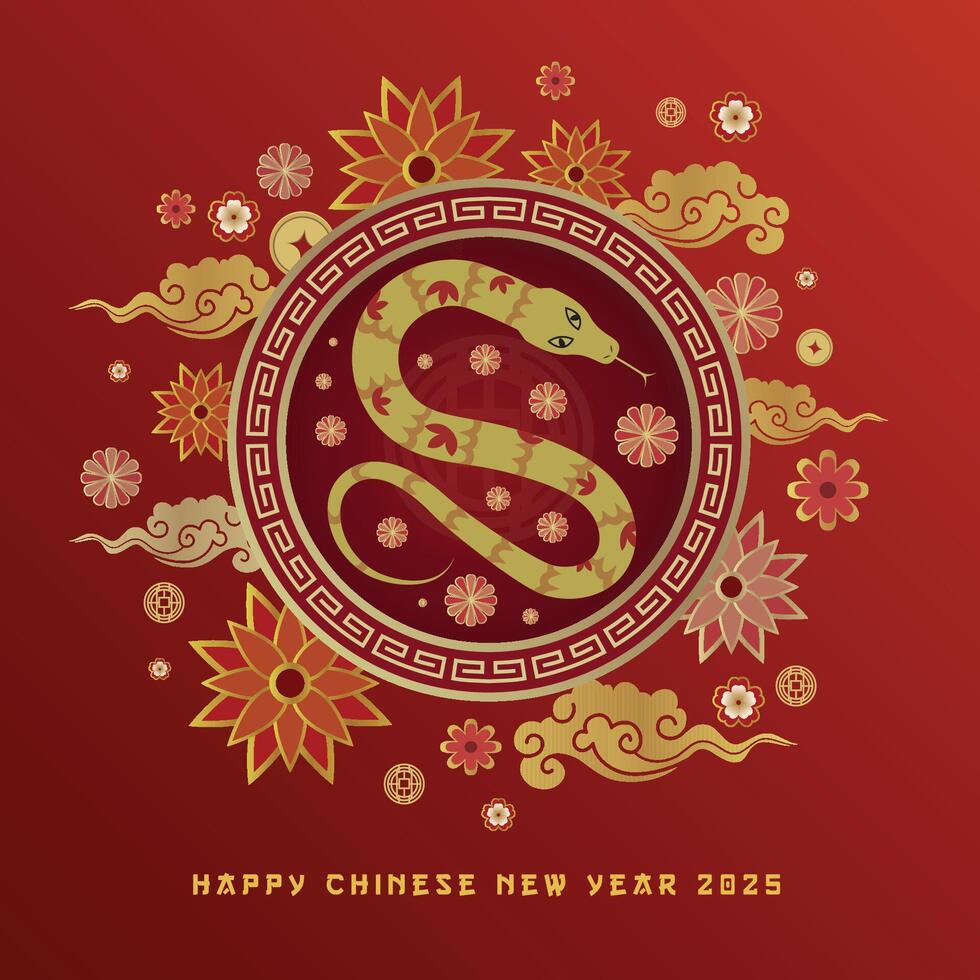 Chinese new year 2025. Year of snake. vector