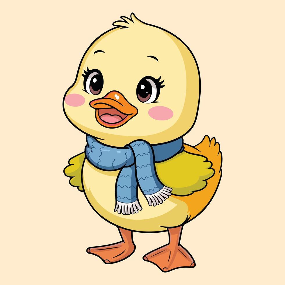 A Cute Cartoon Duck Winter Cartoon. vector