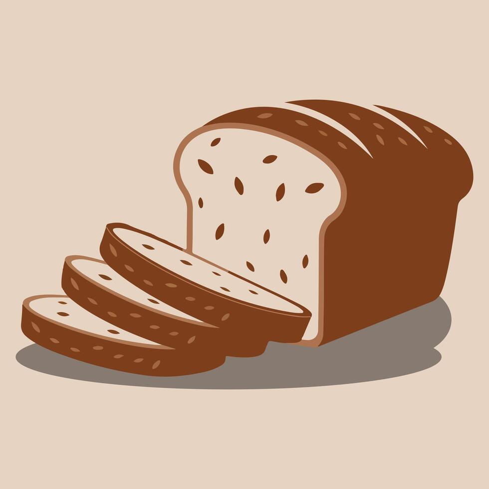 wheat Bread Isolated Illustration. vector
