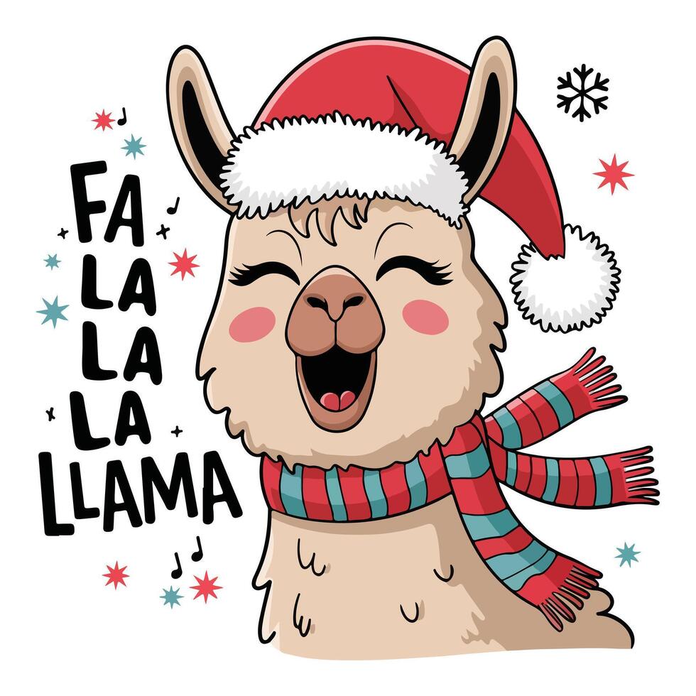 Fa La La Llama Christmas vector