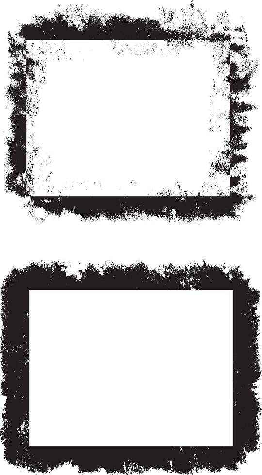 two blank frames with grunge texture , square shape black and white grunge frames set, a black and white grunge photo border set design, vintage black and white frames with grunge paint, vector