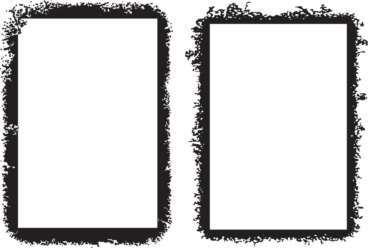 two blank frames with grunge texture , square shape black and white grunge frames set, a black and white grunge photo border set design, vintage black and white frames with grunge paint, vector