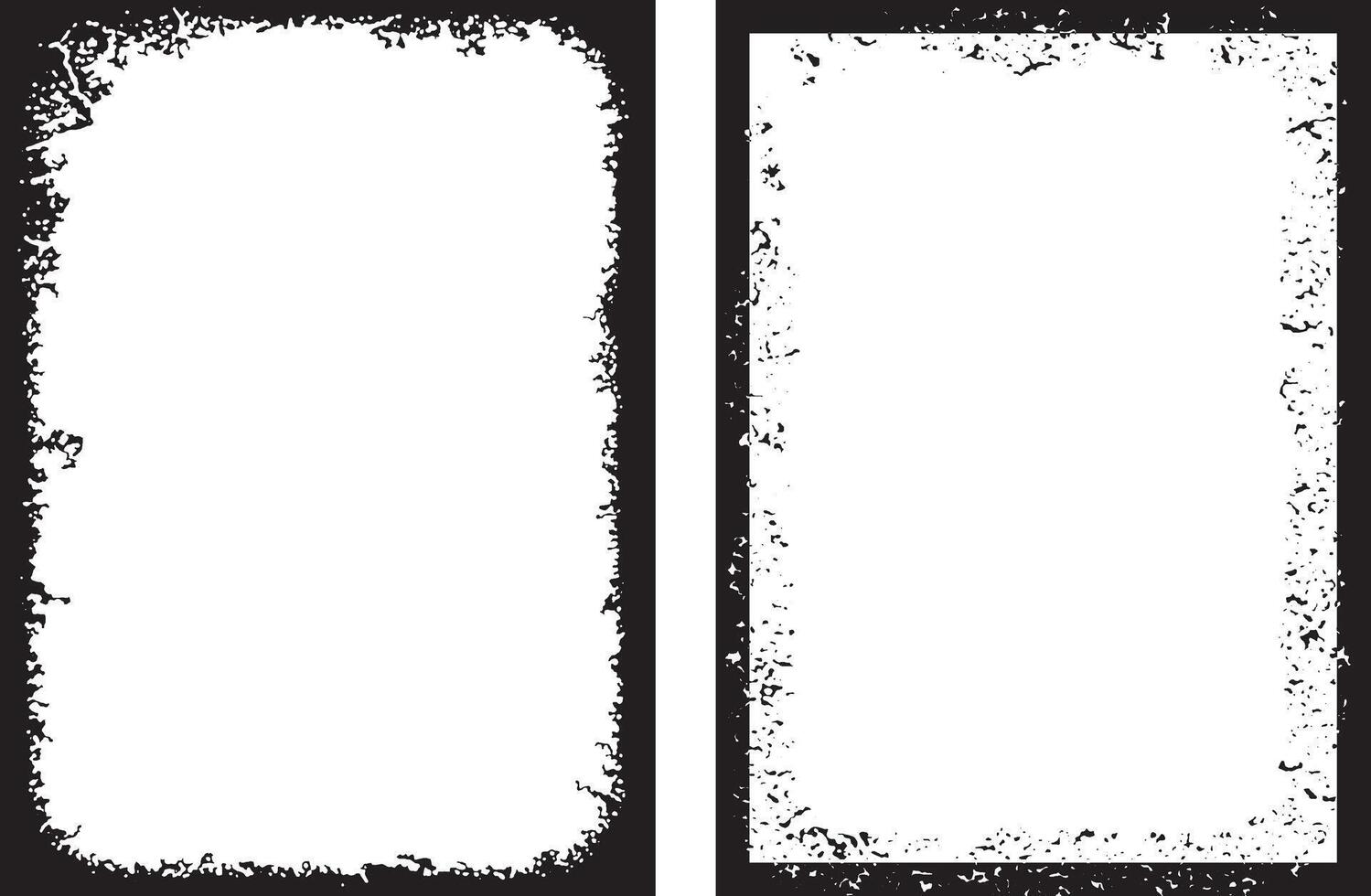 set of grunge frames, black and white rectangle shape grunge frames set, a black and white grunge photo frame set design, vintage black and white frames with grunge paint square shape, vector