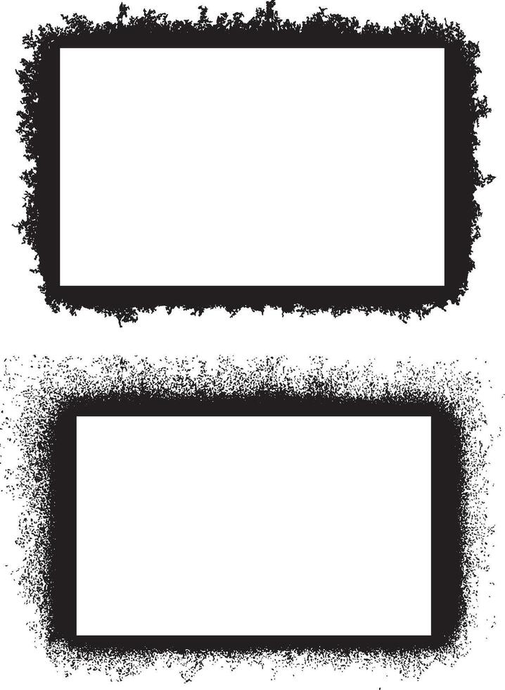 two frames with black paint on white background, set of grunge frames, black and white rectangle shape grunge frames set, a black and white grunge photo frame set design, vintage black vector