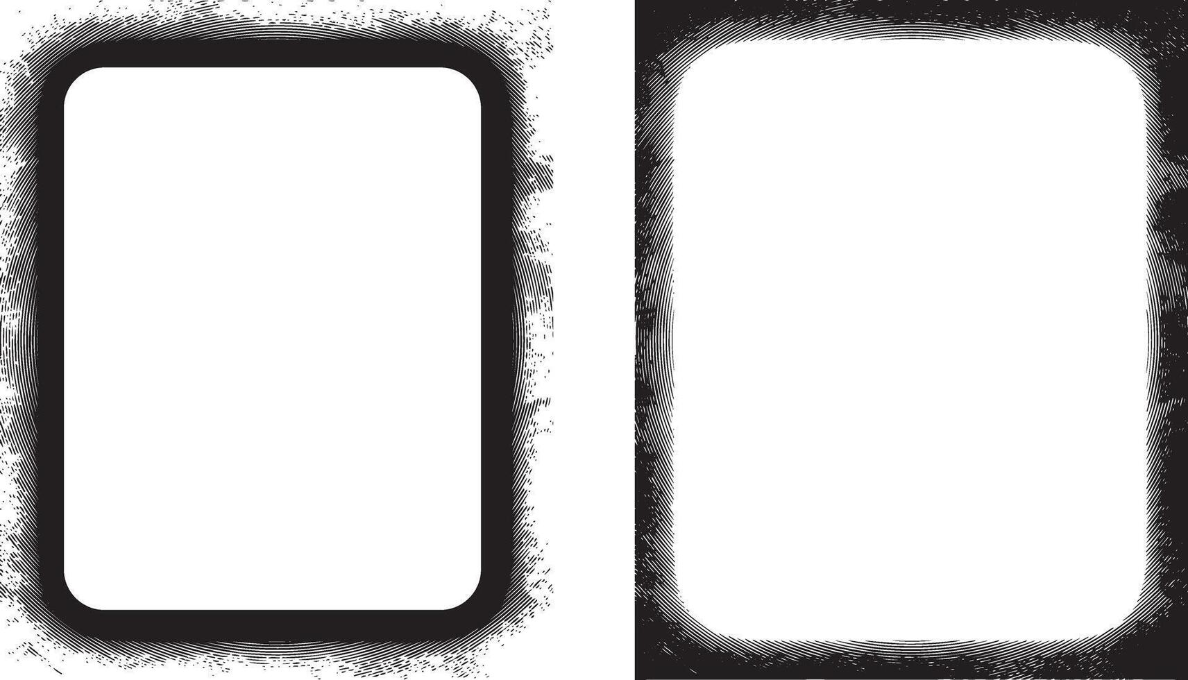 black and white rectangle shape grunge frames set, a black and white grunge photo frame set design, vintage black and white frames with grunge paint square shape, vector