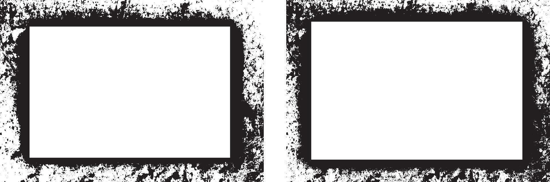 set of grunge frames, black and white rectangle shape grunge frames set, a black and white grunge photo frame set design, vintage black and white frames with grunge paint square shape, vector