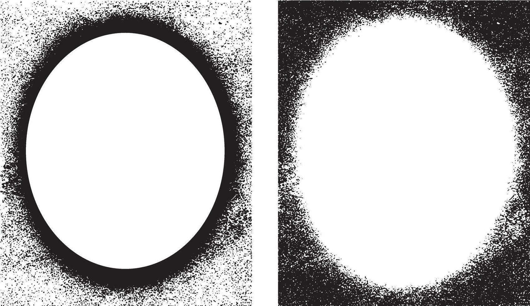 tow different frames with different grunge texture designs, the cover of the album 'the circle' A black and white vintage round and square shape with grunge paint frame for the wall photo frame set vector