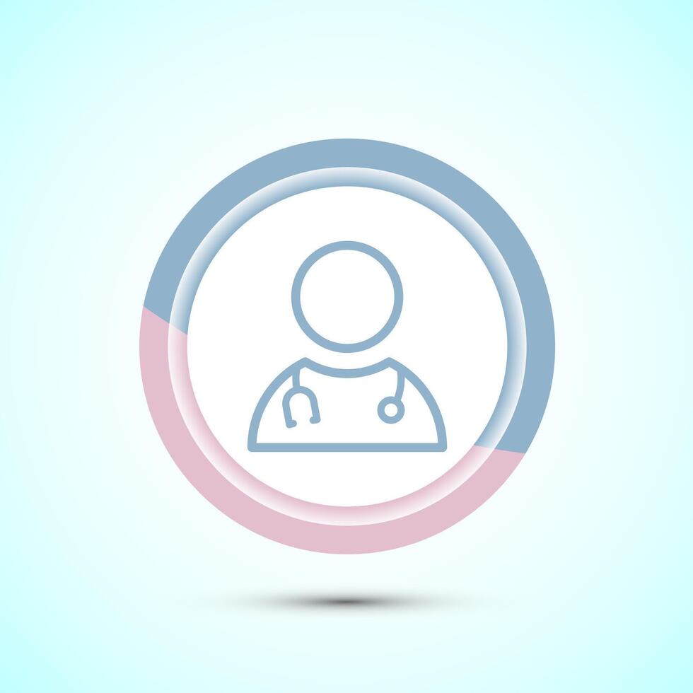 Doctor icon design illustration, Medical consultation and assistant avatar symbol. Pastel Color Button Design vector