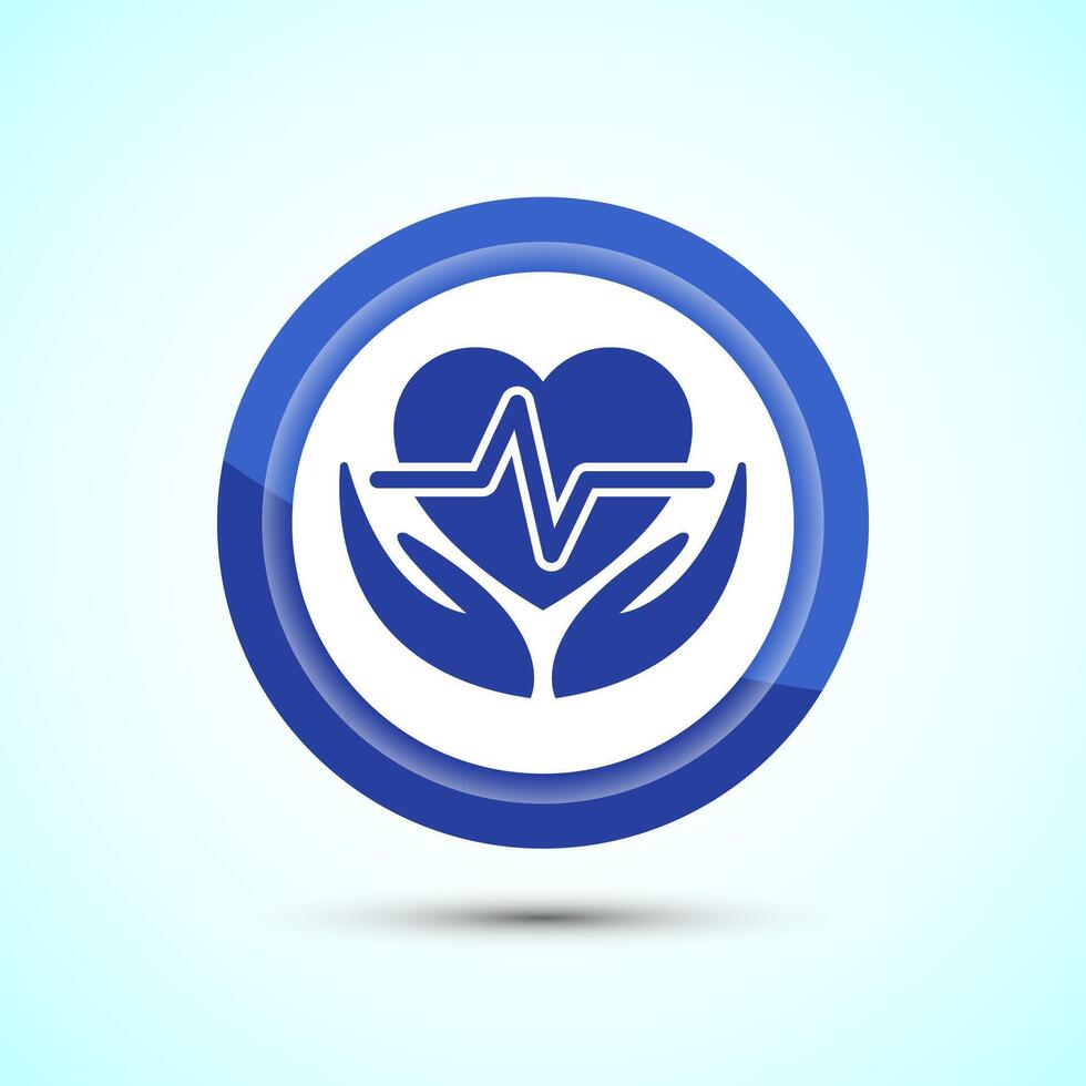 Healthcare icon design, healthcare and medical icon sign. Blue Color Button Design vector