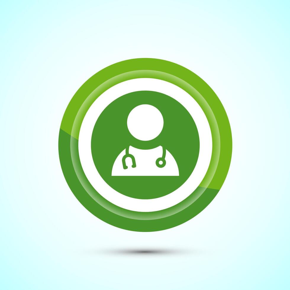 Doctor icon design illustration, Medical consultation and assistant avatar symbol. Green Color Button Design vector
