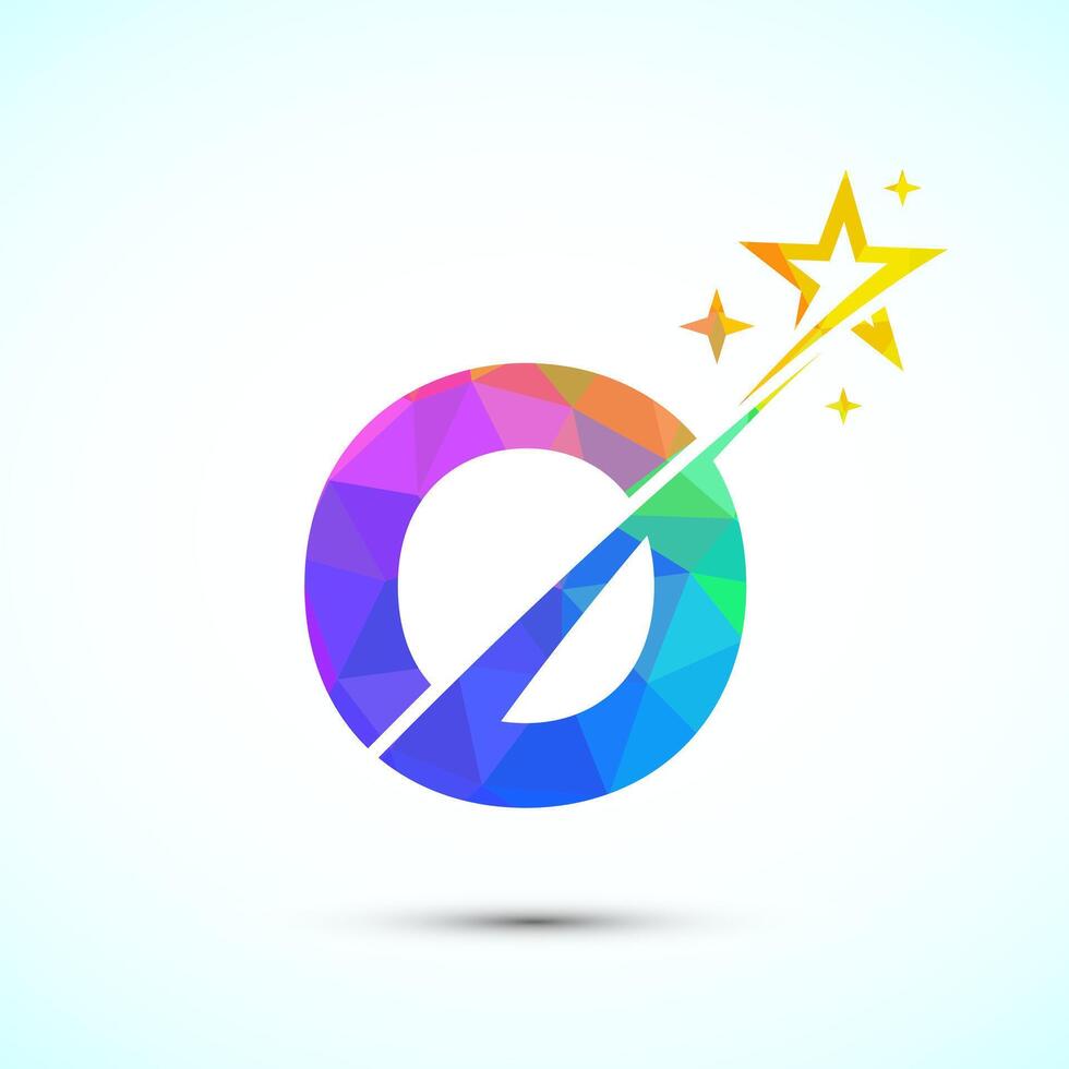 Initial alphabet O with swoosh and star logo icon. Abstract star logo sign symbol design vector