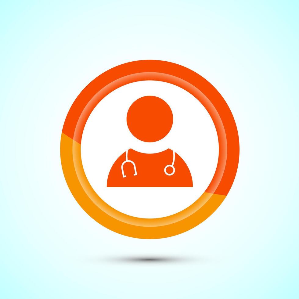 Doctor icon design illustration, Medical consultation and assistant avatar symbol. Orange Color Button Design vector