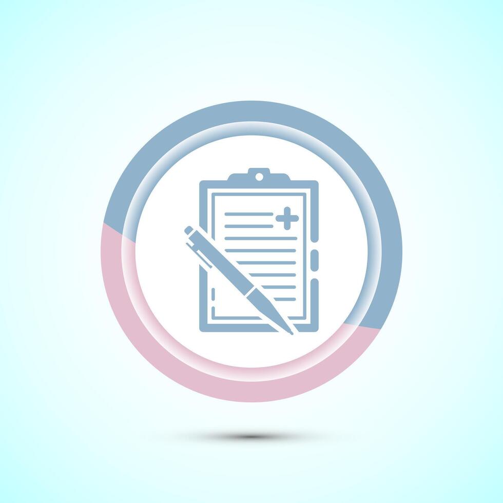 Medical report icon design illustration, Diagnosis report icon, Medical prescription. Pastel Color Button Design vector