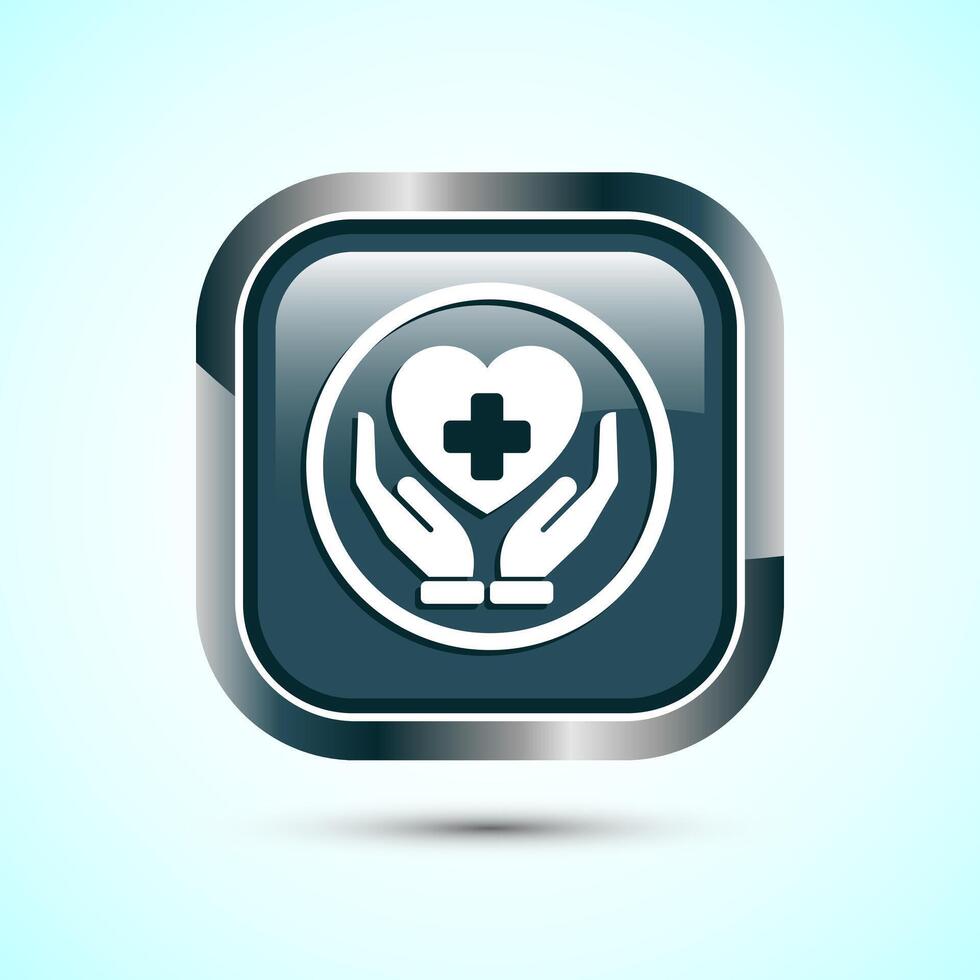 Healthcare icon design, healthcare and medical icon sign. Gray Color Square Button Design vector