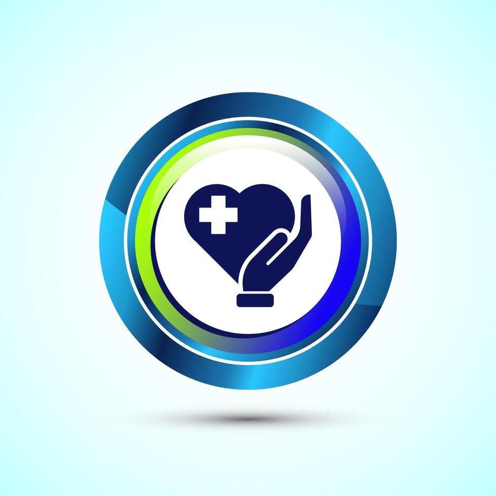 Healthcare icon design, healthcare and medical icon sign. Glossy Round Button Design vector