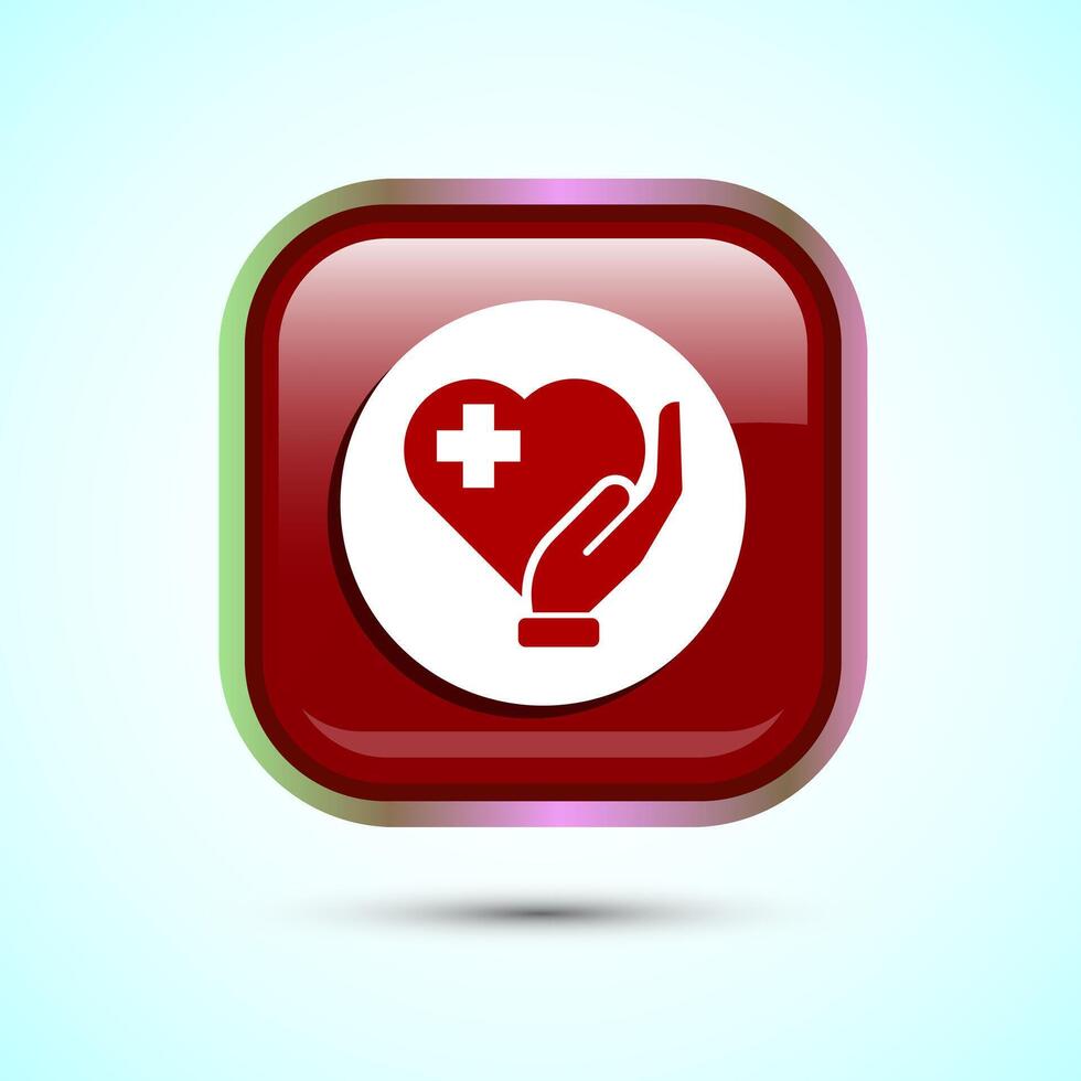 Healthcare icon design, healthcare and medical icon sign. Red Color Square Button Design vector
